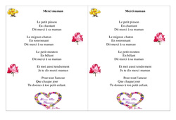 Merci maman - Fête des mères - Poème et poésie : 4ème Harmos - PDF à imprimer