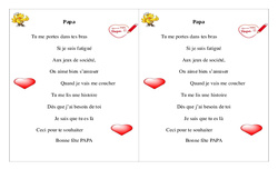 Papa - Poésie, poème - Fête des pères : 4ème Harmos - PDF à imprimer