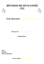 Révisions fin d'année - Mathématiques - Examen Evaluation  : 5ème Harmos - PDF à imprimer