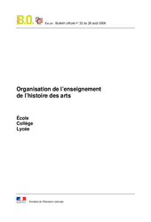 Organisation de l’enseignement de l'histoire de l'art - B.O - Bulletin officiel n° 32 du 28 août 2008 : 6ème, 7ème Harmos - PDF à imprimer