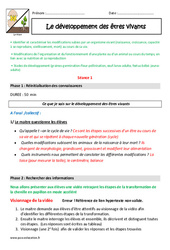 Séquence - Fiche de préparation Développement des êtres vivants - Séquence - Fiche de préparation : 6ème, 7ème Harmos - PDF à imprimer