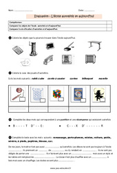 Ecole- Fiches aujourd’hui et autrefois - Examen Evaluation : 5ème Harmos - PDF à imprimer