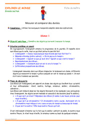 Mesurer et comparer des durées - Fiche de préparation - Séquence  : 2ème Harmos - PDF à imprimer