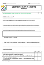 Fonctionnement du téléphone - Examen Evaluation : 6ème, 7ème Harmos - PDF à imprimer