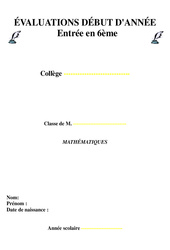 Evaluation diagnostique -  Mathématiques : 8ème Harmos - PDF à imprimer