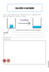 Eau solide - Eau liquide - Exercices - La matière - Sciences : 4ème Harmos - PDF à imprimer