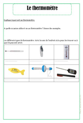 Thermomètre - Exercices - La matière - Sciences : 4ème Harmos - PDF à imprimer