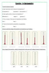 Fiche d'exercices- Fiches Le thermomètre - La matière - Sciences : 4ème Harmos - PDF à imprimer