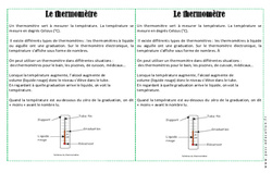 Thermomètre - Cours, Leçon - La matière : 4ème Harmos - PDF gratuit à imprimer