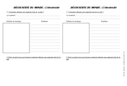 Fiche de montage - Electricité - Exercices - La matière - Sciences : 4ème Harmos - PDF à imprimer