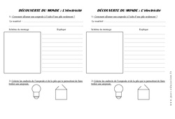 Electricité - Fiche de montage (1) - Exercices - La matière - Sciences : 4ème Harmos - PDF à imprimer