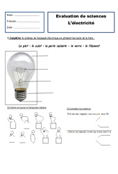 Electricité - Examen Evaluation : 4ème Harmos - PDF à imprimer