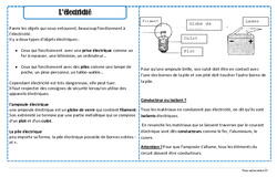 Electricité - Cours, Leçon : 4ème Harmos - PDF gratuit à imprimer