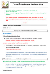Plante verte - Matière organique - Fiche de préparation : 6ème, 7ème Harmos - PDF à imprimer