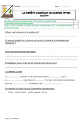 Evaluation Matière organique - Plante verte - Examen Evaluation : 6ème, 7ème Harmos - PDF à imprimer