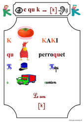 Le son [k] - Etude des sons - Lecture : 3eme Harmos - PDF à imprimer