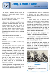 Le loup, la chèvre et la télé - Exercices - Lecture - Récit : 5ème Harmos - PDF à imprimer