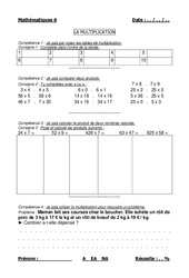 Multiplication des nombres naturels - Examen Evaluation : 6ème, 7ème Harmos - PDF à imprimer