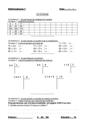 Division - Examen Evaluation : 6ème, 7ème Harmos - PDF à imprimer