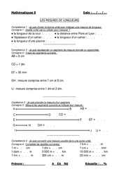 Mesures de longueurs - Examen Evaluation : 6ème, 7ème Harmos - PDF à imprimer