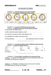 Mesures de durées - Examen Evaluation : 6ème, 7ème Harmos - PDF à imprimer