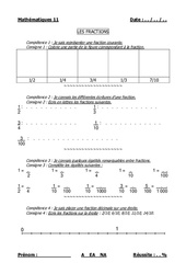 Fractions - Examen Evaluation : 6ème, 7ème Harmos - PDF à imprimer