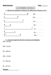 Nombres décimaux - Exercices - Numération - Mathématiques : 6ème, 7ème Harmos - PDF à imprimer