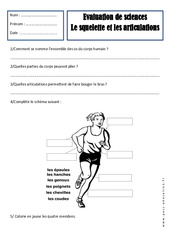 Squelette - Articulations - Examen Evaluation - Corps Humain : 4ème Harmos - PDF à imprimer