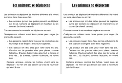 Les animaux se déplacent - Cours, Leçon : 4ème Harmos - PDF gratuit à imprimer