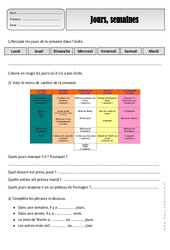 Jours, semaines, mois - Exercices - Espace temps : 4ème Harmos - PDF à imprimer