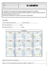 Calendrier - Exercices - Espace temps : 4ème Harmos - PDF à imprimer