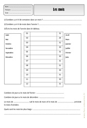 Mois - Exercices - Espace temps : 4ème Harmos - PDF à imprimer