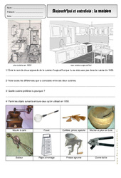 Maison- Fiches Aujourd'hui - Autrefois - Traces du passé - Exercices - Espace temps : 4ème Harmos - PDF à imprimer