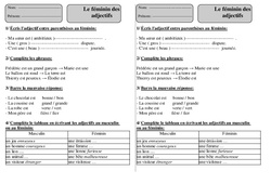 Féminin des adjectifs - Exercices - Orthographe : 4ème Harmos - PDF à imprimer