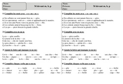 M devant m, b, p - Exercices 2 - Orthographe : 4ème Harmos - PDF à imprimer