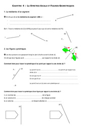 Symétrie axiale - Figures usuelles - Géométrie - Exercices - Examen Contrôle - Mathématiques : 8ème Harmos - PDF à imprimer