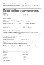 Puissances de 10 - Ecriture scientifique - Exercices - Calculs : 10ème Harmos - PDF à imprimer