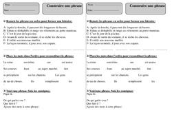 Construire une phrase - Grammaire - Exercices corrigés : 4ème Harmos - PDF à imprimer