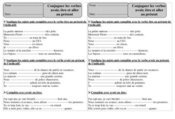 Présent - Etre, avoir, aller - Conjugaison - Exercices corrigés : 4ème Harmos - PDF à imprimer