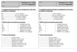 Verbes en er - Imparfait - Conjugaison - Exercices corrigés : 4ème Harmos - PDF à imprimer