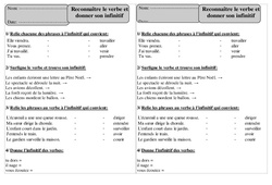 Reconnaître le verbe et donner son infinitif - Conjugaison - Exercices corrigés : 4ème Harmos - PDF à imprimer