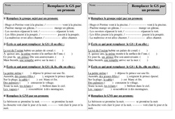 Remplacer le Groupe sujet par un pronom - Grammaire - Exercices corrigés : 4ème Harmos - PDF à imprimer