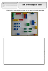 De la maquette au plan de la classe - Représenter l'espace - Exercices - Espace temps : 3eme, 4ème Harmos - PDF à imprimer