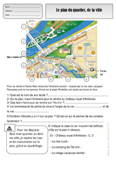 Plan du quartier - Ville - Représenter l'espace - Exercices - Espace temps : 4ème Harmos - PDF à imprimer