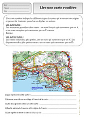 Lire une carte routière - Représenter l'espace - Exercices - Espace temps : 4ème Harmos - PDF à imprimer