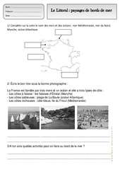 Littoral - Paysages de bords de mer - Exercices - Espace temps : 4ème Harmos - PDF à imprimer