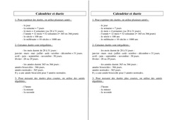 Calendrier - Durée - Cours, Leçon - Grandeurs et mesures : 5ème, 6ème, 7ème Harmos - PDF gratuit à imprimer