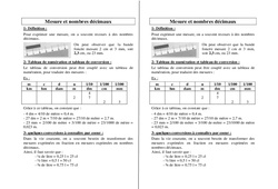 Mesures et nombres décimaux - Cours, Leçon : 5ème, 6ème, 7ème Harmos - PDF gratuit à imprimer