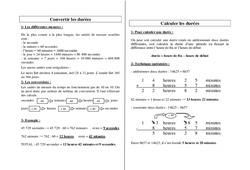 Convertir les durées - Grandeurs et mesures - Cours, Leçon : 5ème, 6ème, 7ème Harmos - PDF gratuit à imprimer