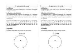 Périmètre du cercle - Cours, Leçon : 5ème, 6ème, 7ème Harmos - PDF gratuit à imprimer